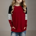thumbnail image 2 of TFEOQRY Children Girls Solid Color Sweatershirts Fashionable Long Sleeved Sport Loose Fitting Shoulder Length Long Sleeved Round Neck Top T-Shirt, 2 of 6