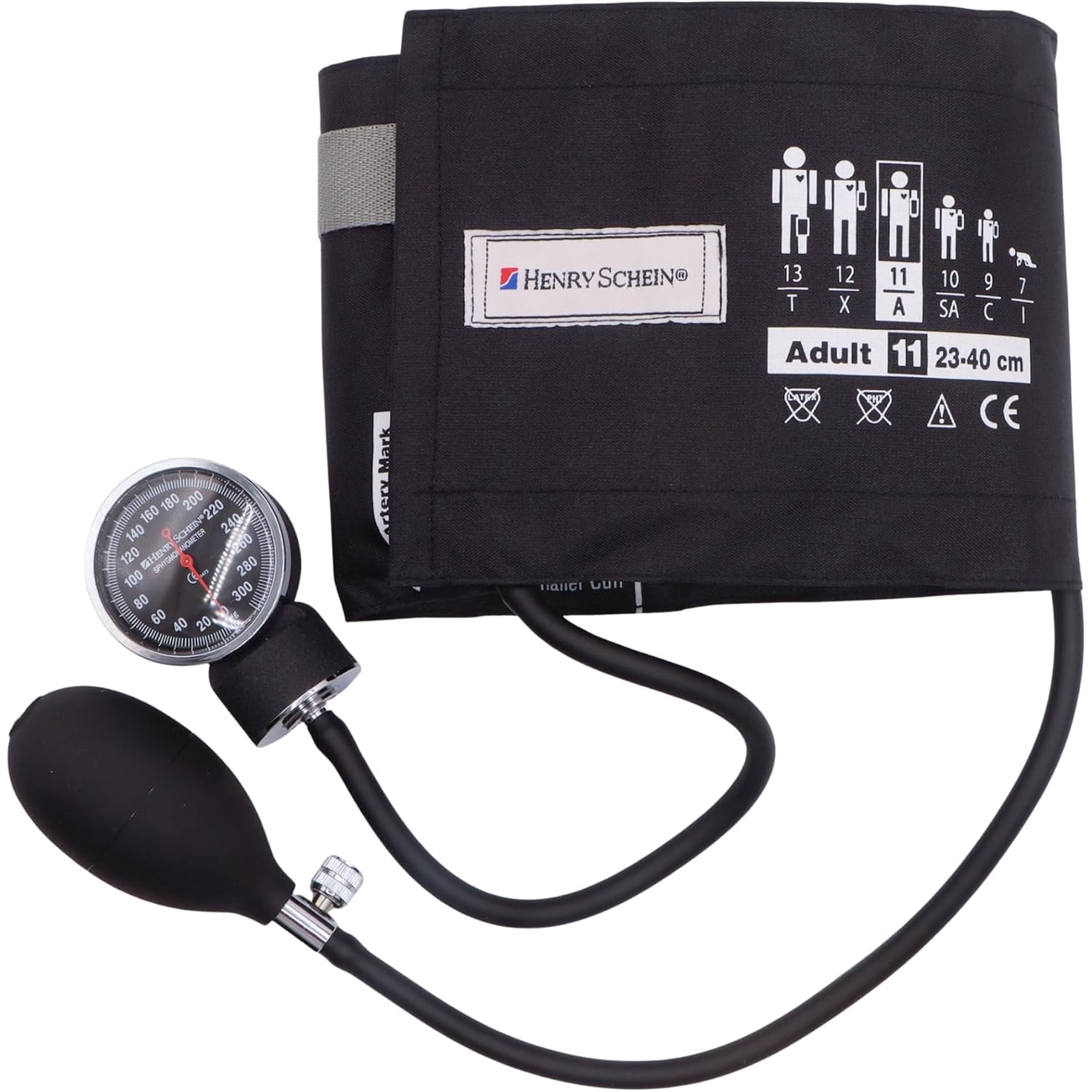 Henry Schein Adult Pro Manual Blood Pressue Montior, Size 11 Cuff, 1 Ct Manual Monitoring, Dial Display, +/-3mmhg Accuracy, Includes Leatherette Carrying Case, Latex Free, for Clinics & Home Use