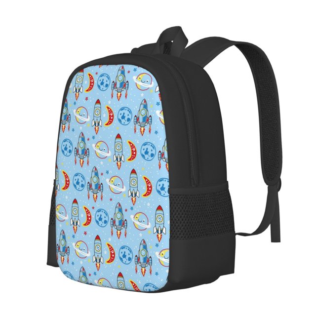 Balery Cartoon Rocket With Space Mochila para hombre y mujer - Tela Oxford 600D resistente - Gran capacidad, resistente al agua, ideal para la escuela, viajes y senderismo
