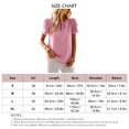 thumbnail image 5 of Blusa con cuello redondo y manga corta de encaje doble, plisada, color liso, blusa con recorte para mujer, dama, niña, rosa, S, 5 of 5
