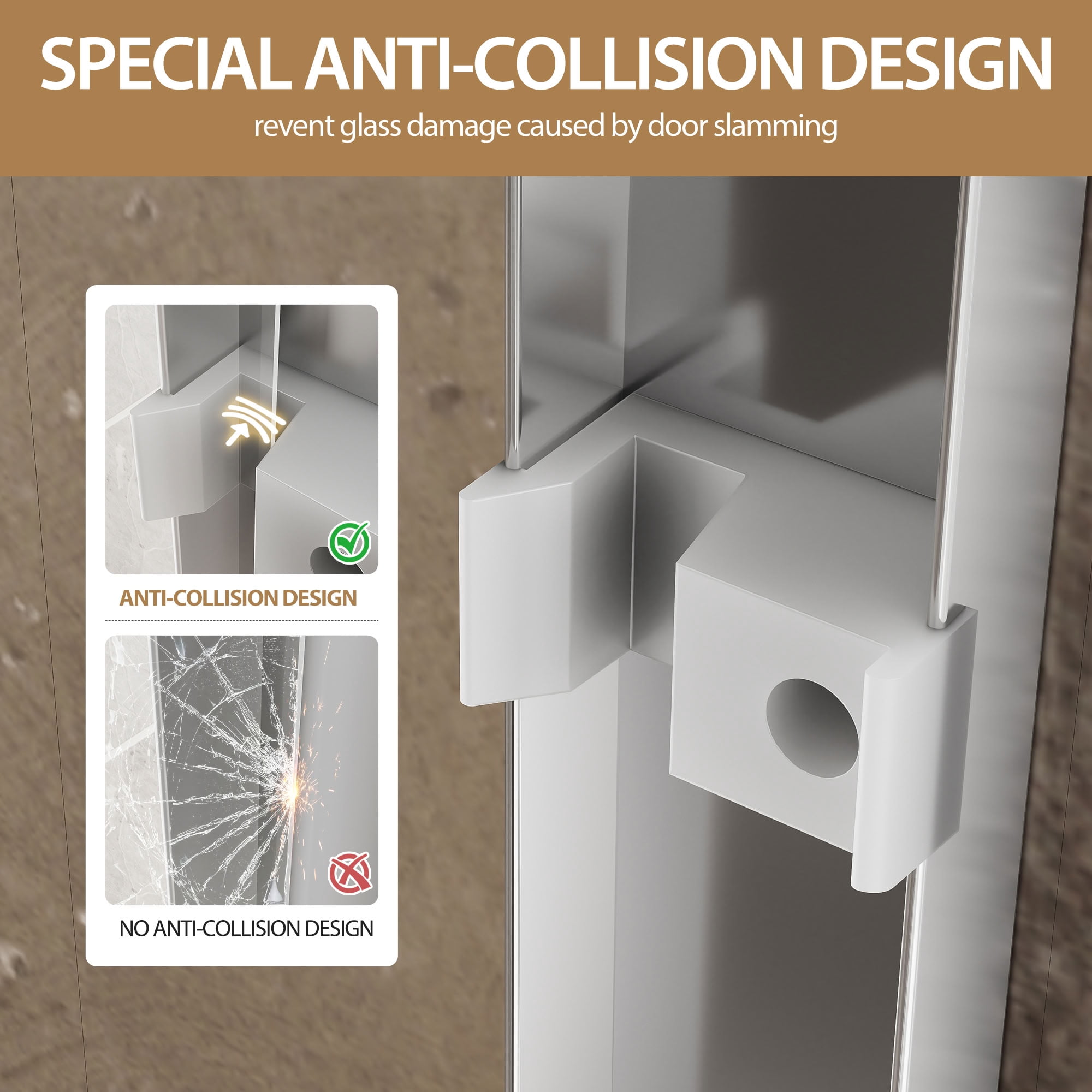 MAYEERTY Double Sliding Shower Door, 1/4" Tempered Safety Glass with Explosion-Proof Film, Waterproof & Reversible Installation