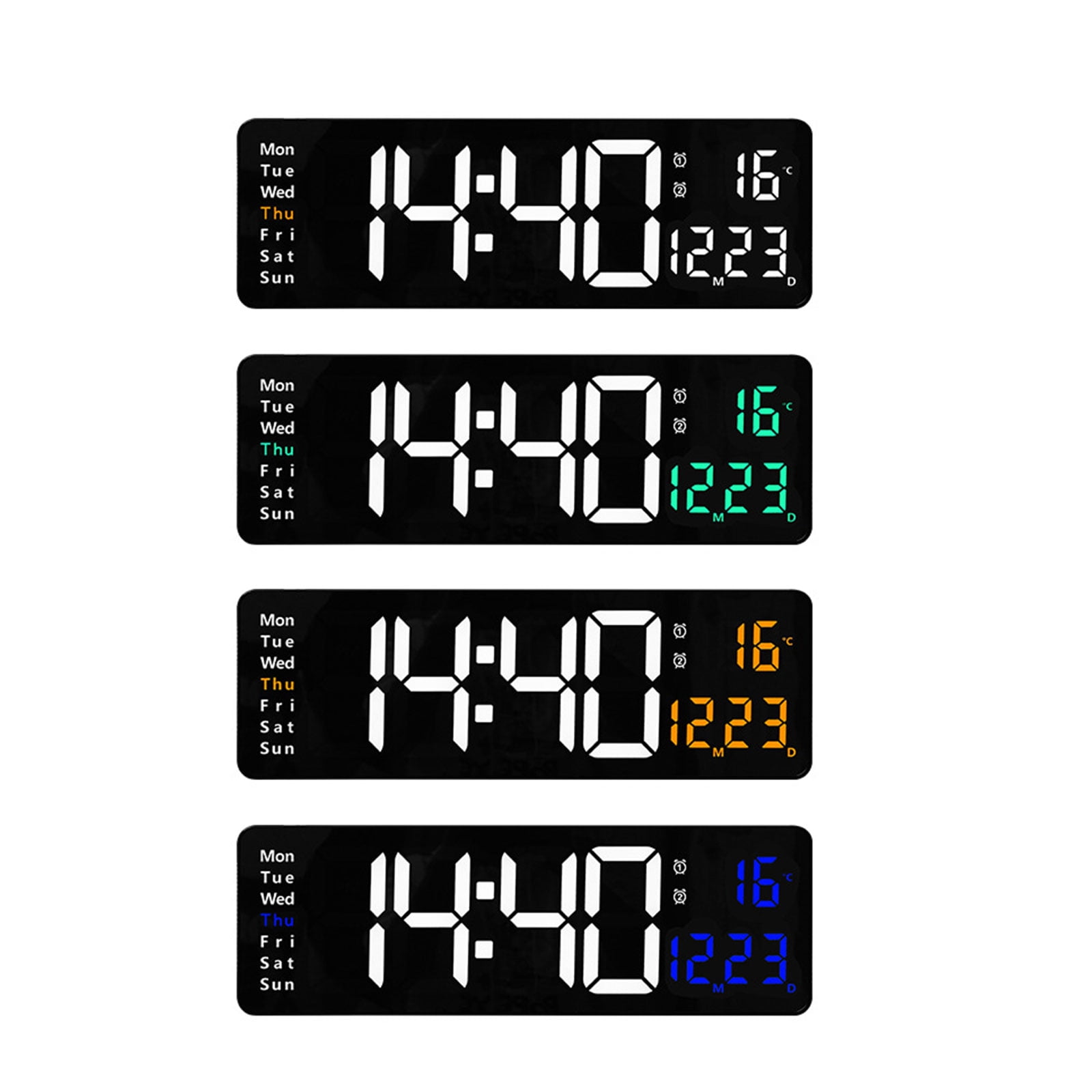 Soapow Large Digital Wall Clock, 16" LED Auto Brightness Dimmer Clock with Remote Control, Date Week Temperature for Living Room Decor
