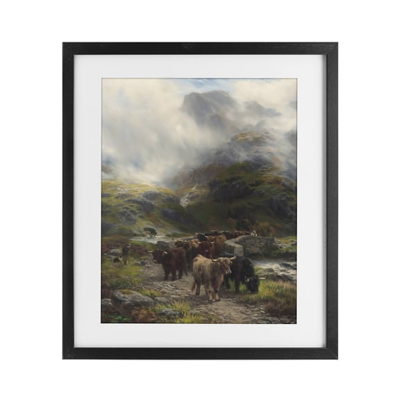 Stupell Industries Rustic Lodge Moody Highland Cows Herd Black Framed Print Under Glass, 13 x 16, by Arlington Prints