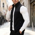 thumbnail image 5 of Riecok Fleece Vest for Men with Pockets Sleeveless Stand Collar Zip up Jackets Thermal Solid Warm Casual Outerwear Black 4XL, 5 of 6