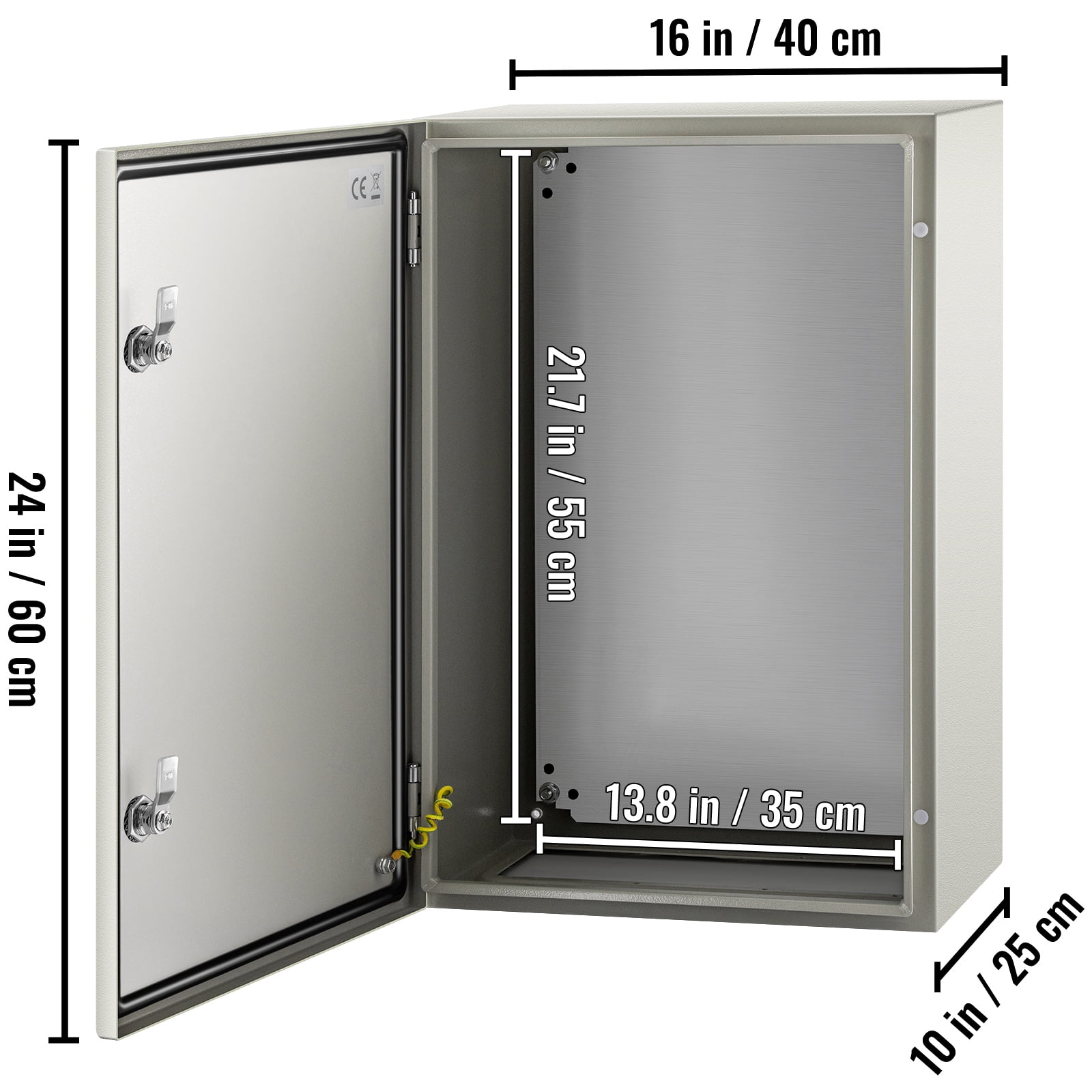 KFFKFF NEMA-Standard Steel Casing, 24 x 16 x 10'' NEMA 4X Steel Electric Container, IP66 Water-Resistant & Dust-Free, External/Internal Electric Connection Box, Includes Fixing Panel