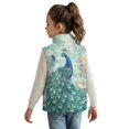 thumbnail image 2 of Xoenoiee Peacock Butterfly Flower Print Girls Fuzzy Fleece Vest Trendy Zip Up Sleeveless Sherpa Jacket Stand Collar Winter Coat Outerwear with Pockets, 4T, 2 of 7