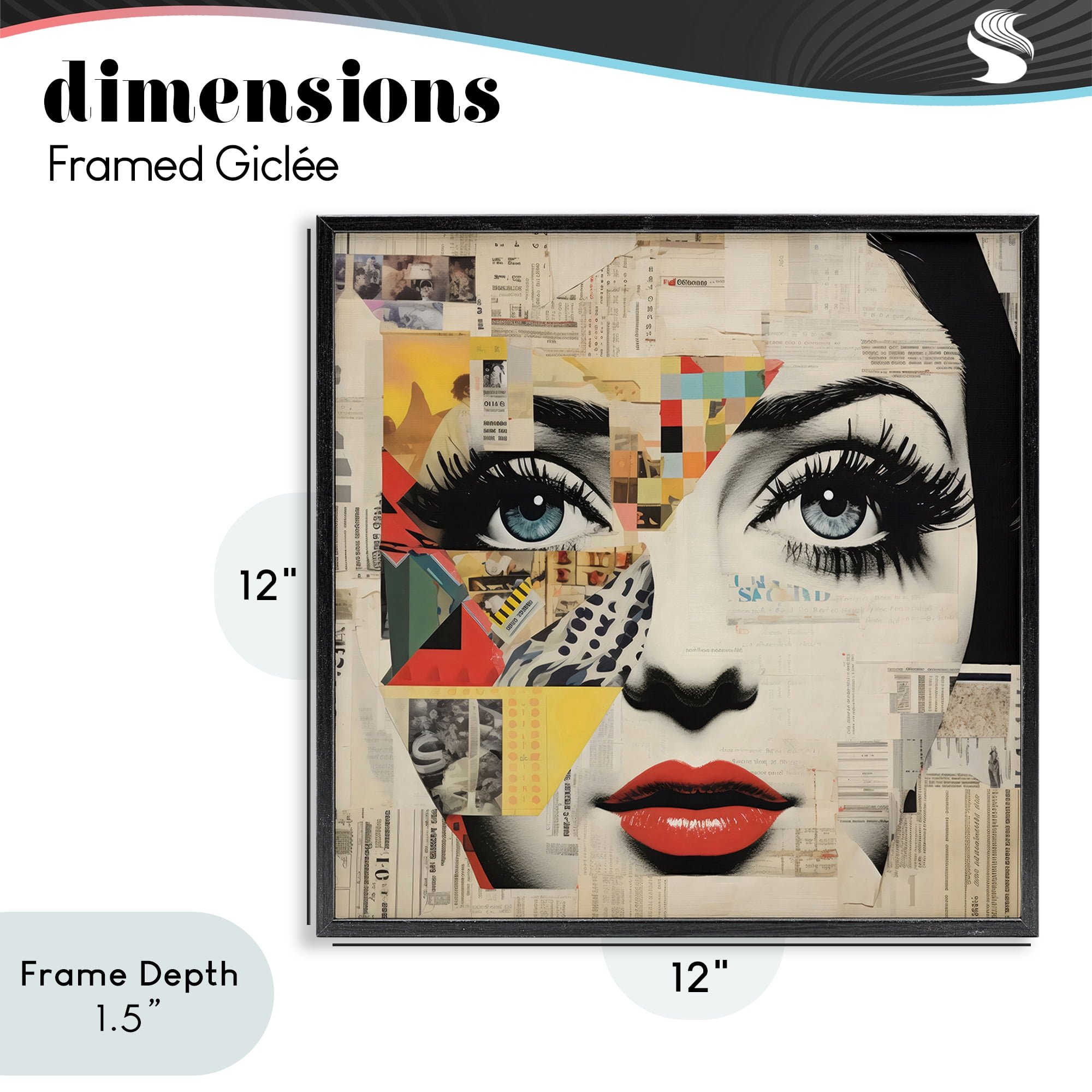 Stupell Industries Fashion Collage Pop Portrait Black Framed Giclee Art, design by Creative Studio