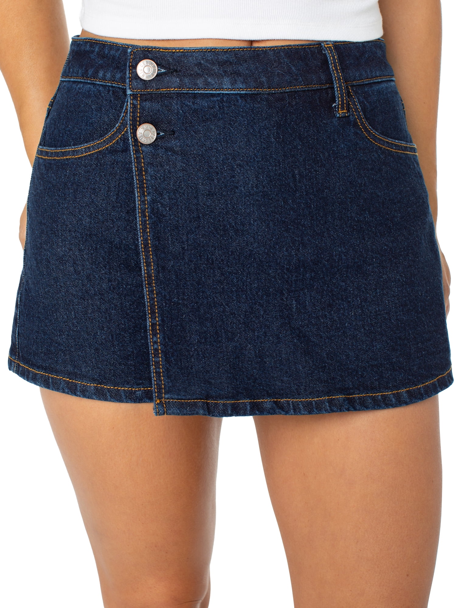 Celebrity Pink Women's and Women's Plus Denim Wrap Skort, Sizes XS-4X