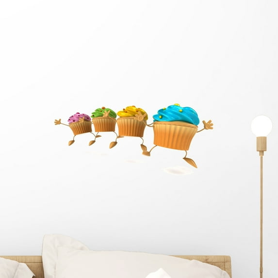 Cupcakes Wall Decal by Wallmonkeys Peel and Stick Graphic (18 in W x 8 in H) WM339688