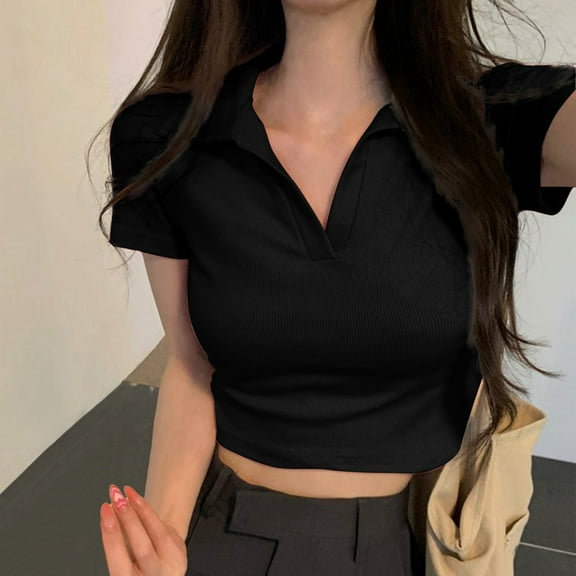 Women Summer Tops Cheap Short Sleeve Blouse Cropped Womens Tops Casual Summer Solid Tshirts Tee Shirts for Women