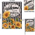 thumbnail image 2 of Home Decorative Welcome to Our Porch Spring Summer Sunflower Garden Flag, Black White Buffalo Plaid Check Yard Outside Decoration, Fall Autumn Farmhouse Outdoor Small Decor 12 x 18, 2 of 6