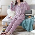 thumbnail image 3 of VANLOFE Unisex Warm Pajamas Household Clothes Solid Bathrobe Lengthened Night-robe Woman's Nightgown Casual Robes Purple Robes Sleepwear for Woman M-2XL, 3 of 7
