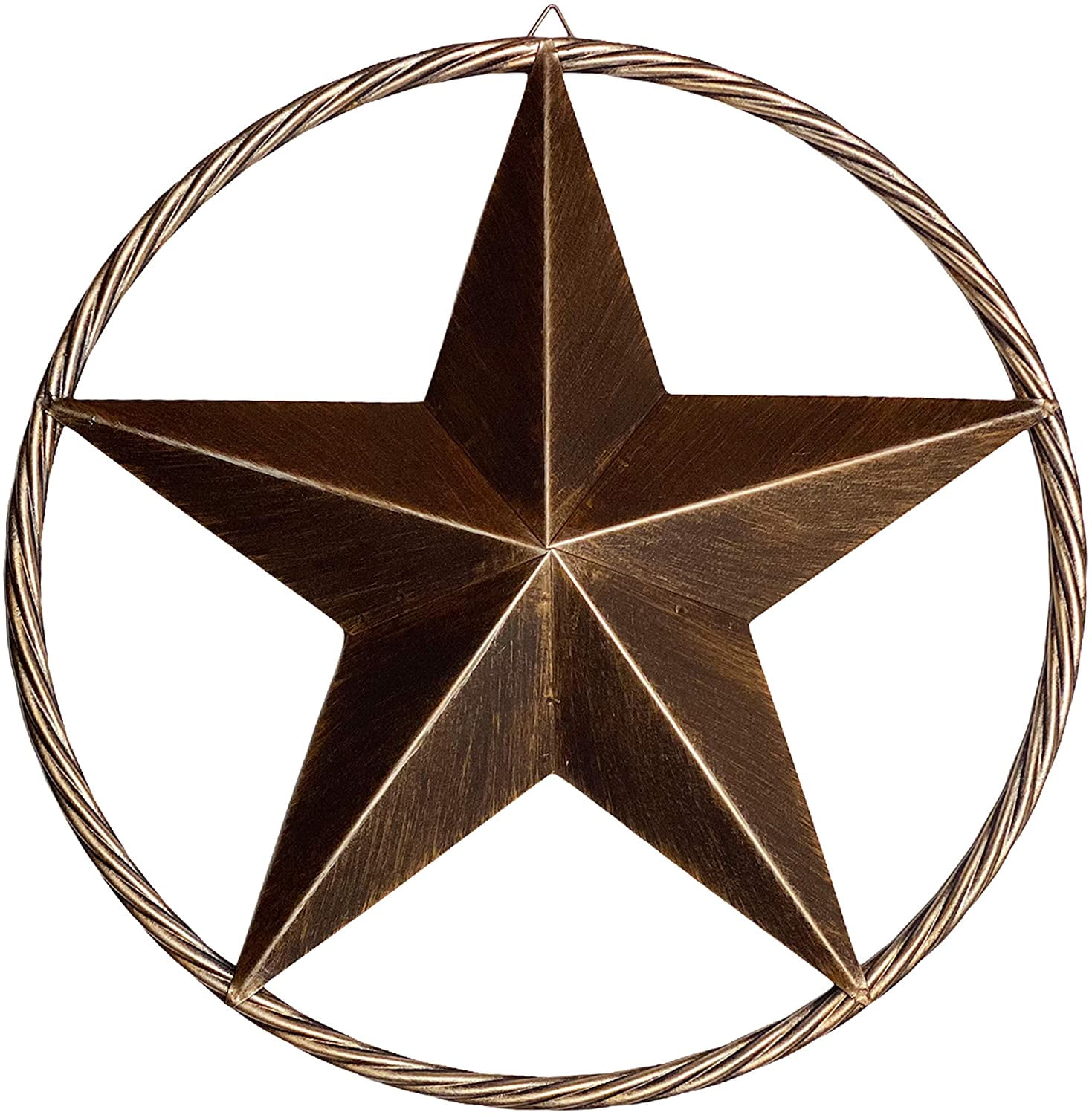 Urbalabs 17" Metal Barn Star Western Decor Twisted Rope Ring Rustic