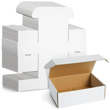 50-Pack White Corrugated Packaging Boxes 9x6x3 - Cardboard Foldable Mailers for Packing, Gift Wrapping, Moving, Mailing, Storage, Small Business Supplies