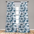 thumbnail image 2 of Floral Window Curtains, Weathered Effect Pattern of Cold Colored Vintage Flower Petals, Lightweight Decor 2-Panel Set with Rod Pocket, Pair of - 28"x84", Dark Turquoise and Blue Grey, by Ambesonne, 2 of 3
