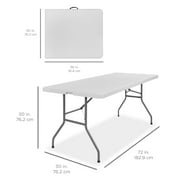 Best Choice Products 6ft Plastic Folding Table, Indoor Outdoor Heavy Duty Portable w/ Handle, Lock - White