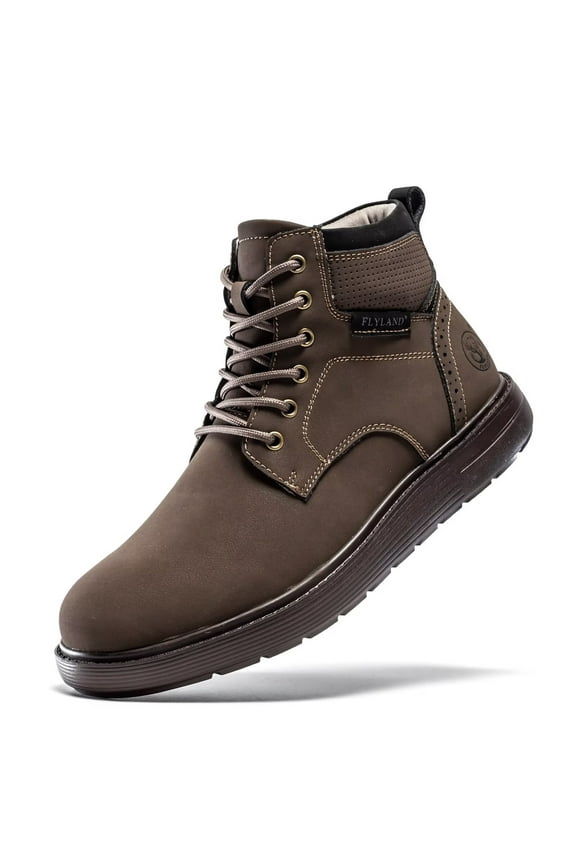 Men's Fashion Sneaker Chukka Boots Lace Up Leather Ankle Dress Boot Lightweight Non-Slip Walking Shoes