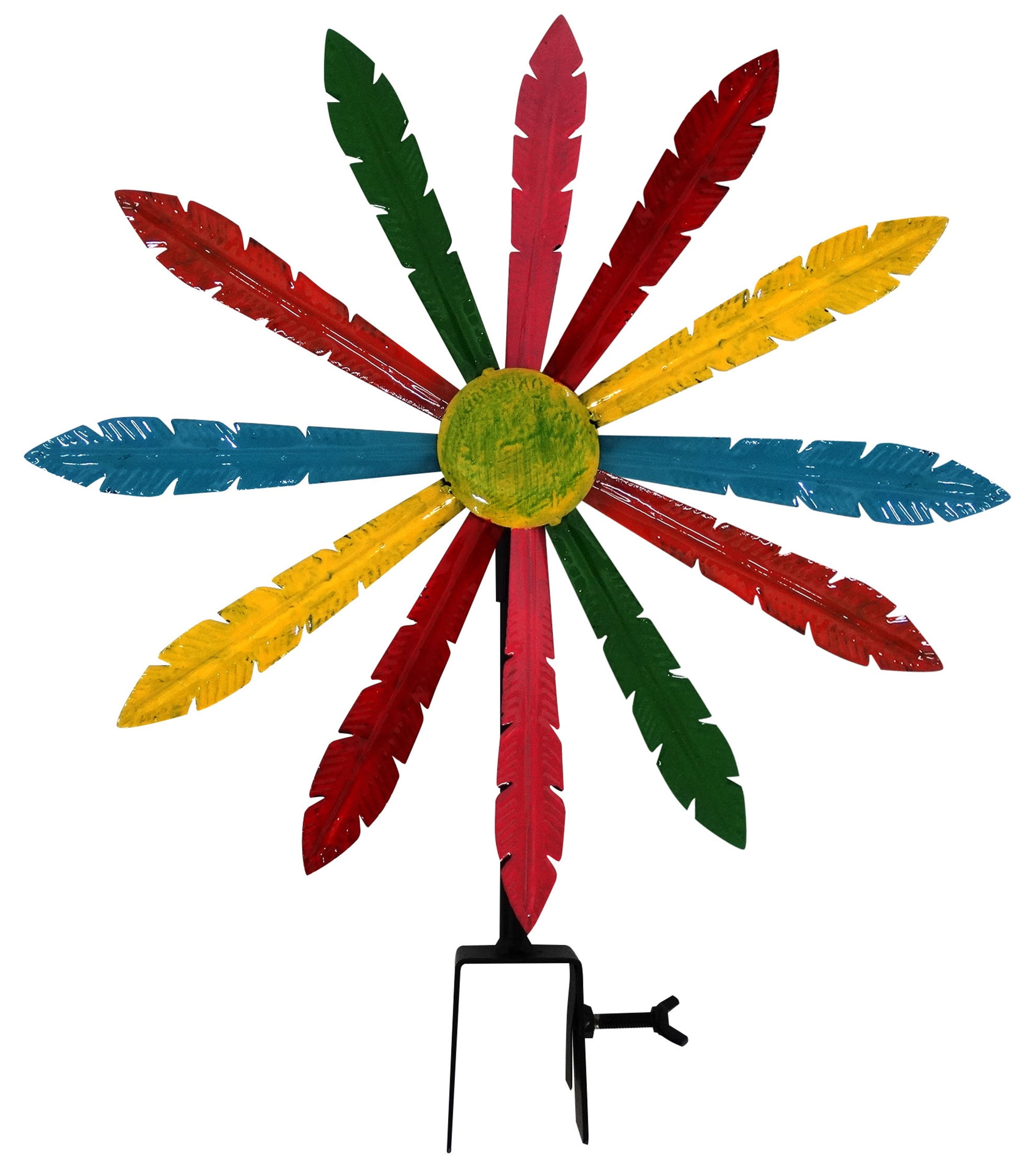 Multi-Color Metal Windmill With Stake & Fence Topper by Benzara