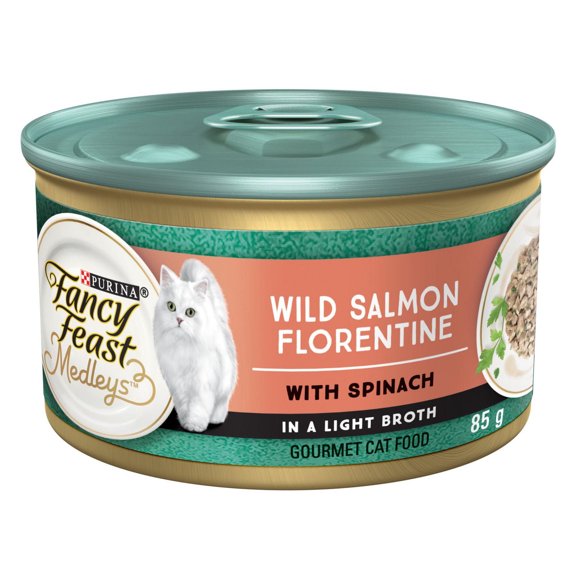Fancy Feast Medleys Wild Salmon Florentine in a Light Broth, Wet Cat Food 85 g