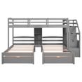 thumbnail image 6 of Twin Over Twin & Twin Bunk Bed, Triple Bunk Bed with 2 Storage Drawers and Staircase for Kids Teens Adults, Wooden Bed Frame with Built-in Shelves and Saftey Guardrails, Space Saving Design, Gray, 6 of 7