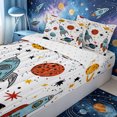 thumbnail image 3 of Erosebridal Minimal Sketch Space Craft Zipper Twin Comforter Sets with Fitted Sheet and 2 Pillowcases,Dot Star Cosmic Backdrop Zipper Bedding Set,White Blue Orange,4-Piece,Reversible, 3 of 6