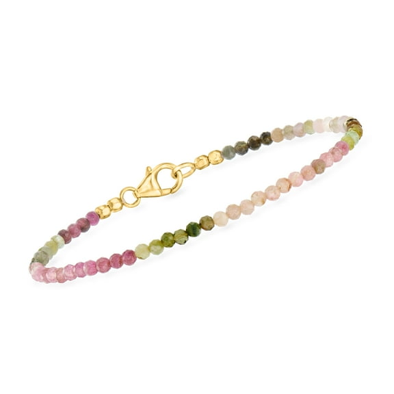 Ross-Simons 12.00 ct. t.w. Multicolored Tourmaline Bead Bracelet in 18kt Gold Over Sterling, Women's, Adult