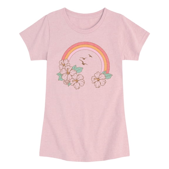 Instant Message - Hibiscus Rainbow Fitted Short Sleeve Graphic T-Shirt