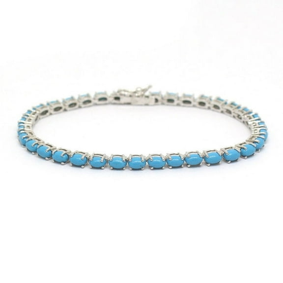 Turquoise Handmade Silver Bracelet, December Birthstone Gift, Trendy Unisex Tennis Bracelet, Personalized Jewelry, Mothers Day Gift