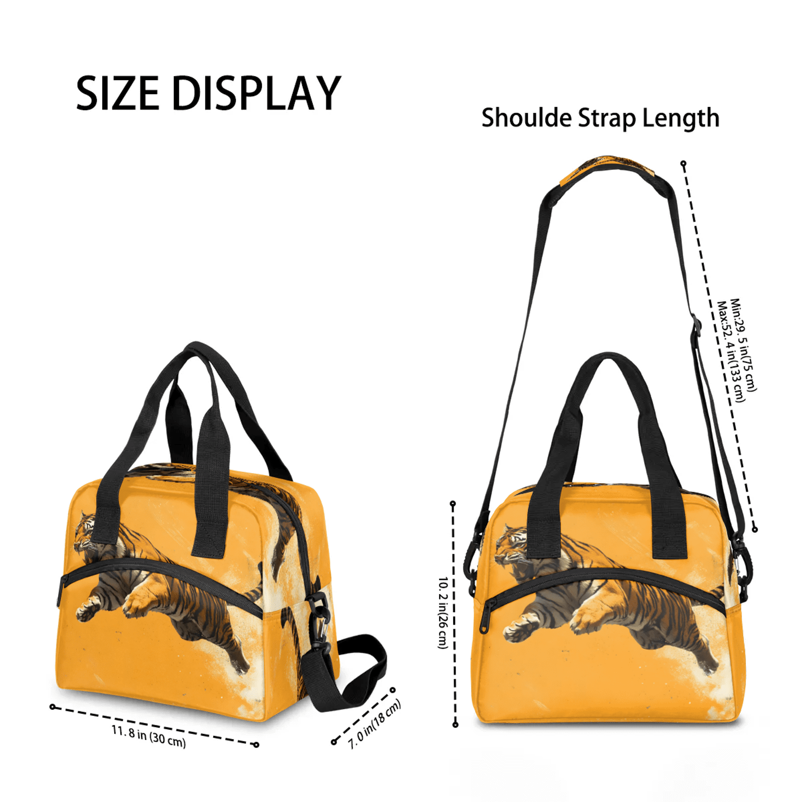 Herdesigns Tiger Lunch Bag for Women Men Adult, Funny Tiger Large Insulated Reusable Lunch Box Leakproof Portable Cooler Tote Bags for Work Picnic Beach
