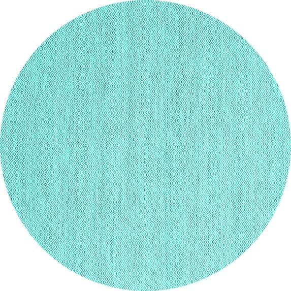 Ahgly Company Machine Washable Indoor Round Abstract Turquoise Blue Contemporary Area Rugs, 3' Round