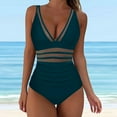 thumbnail image 2 of MKLEKYY Trajes De Baño Dama Women Mesh 1 Piece Swimwear Push Up Padded Bikini Swimsuit Training Athletic Swimwear Sport Shirred Tank Swimwear Vintage Bathing Suits, 2 of 6