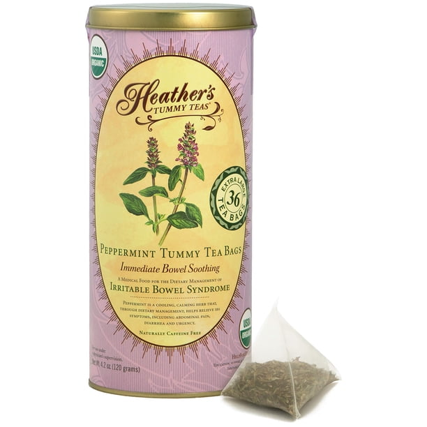 Heather's Tummy Teas Organic Peppermint Tea for IBS, 36 Jumbo Teabags NEW