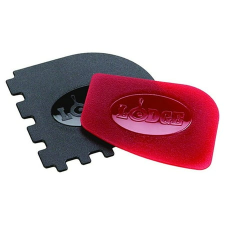 Lodge Combo Red/Black Pan Scraper, 2 Piece (Best Spatula For Nonstick Pans)