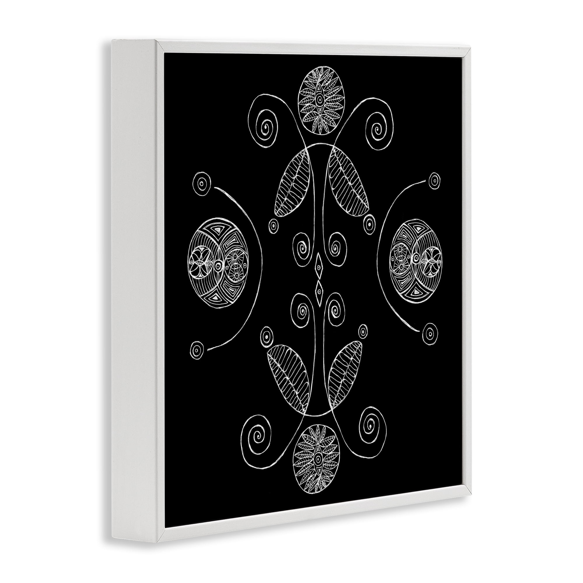 Stupell Industries Curved Fractals & Leaves White Framed Giclee Art, design by El Perkin
