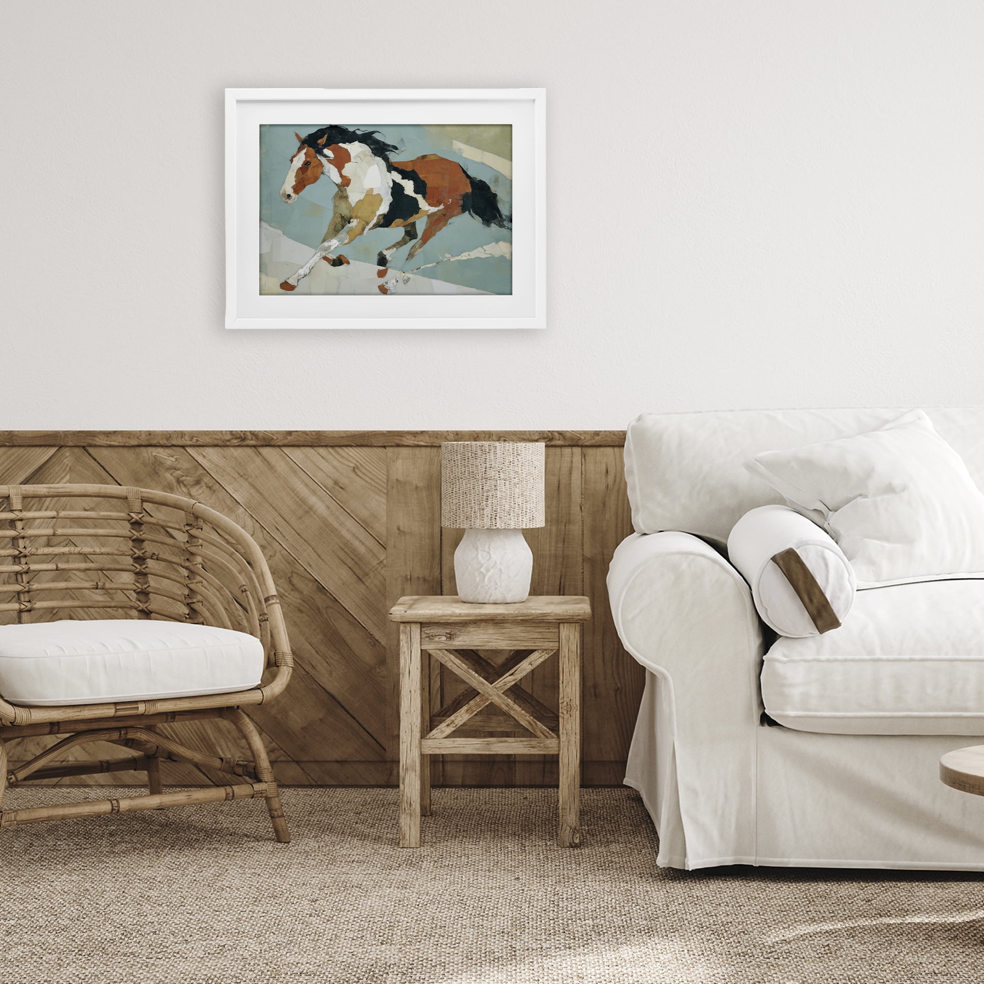 Stupell Industries Paint Horse in Motion White Framed Print Under Glass, design by Chromatic Storm Studio