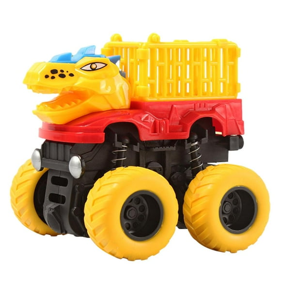 Kids Dinosaur Truck Carrier, Pull Back Truck for 8 New Yellow