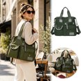 thumbnail image 2 of Nylon Tote Bag Waterproof Large Capacity Multi Pocket Travel Handbag Crossbody Bag for Outdoor Camping(Green-50x35x13cm), 2 of 5
