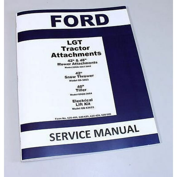 Ford 40" Rotary Tiller Lgt Tractor Attachment Service Manual Model 09Gn-3664