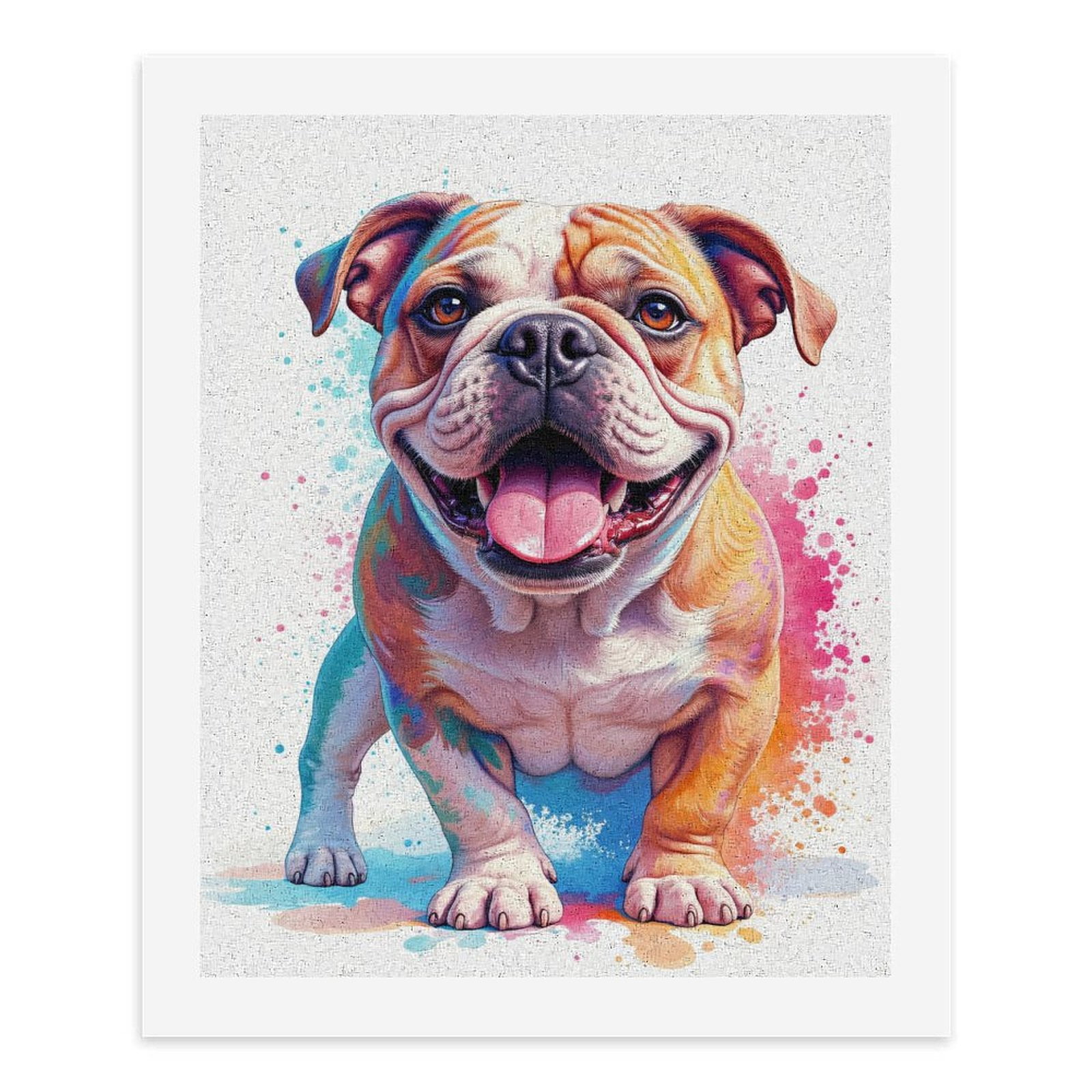 Paint By Numbers Kit for Adults Beginner - DIY Colorful Bulldog Illustration Art Canvas Painting Kits for Adults, Frameless Paint By Number for Adults for Home Wall Decor 16x20 Inch