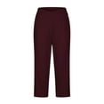 thumbnail image 5 of biudgviw Capri Pants for Women High Waisted Workout Yoga Pants with Pockets Work Business Cropped Pants Summer Casual Trousers(Wine,X-Large), 5 of 6