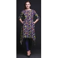 thumbnail image 5 of Bimba Purple Tropical Leaves & Bird Printed Tops For Women Asymmetric Kurti Summer Dress For Girls Medium, 5 of 6