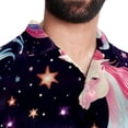 thumbnail image 5 of Starry Unicorn Men's Button Down Spread Collar Casual Printed Short Sleeve Summer Beach Unisex Shirts, 5 of 6
