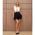 thumbnail image 6 of Women Pleated Mini Skirt Lace Ruffle Short Skirt High Waisted Floral Layered Skirts, 6 of 10