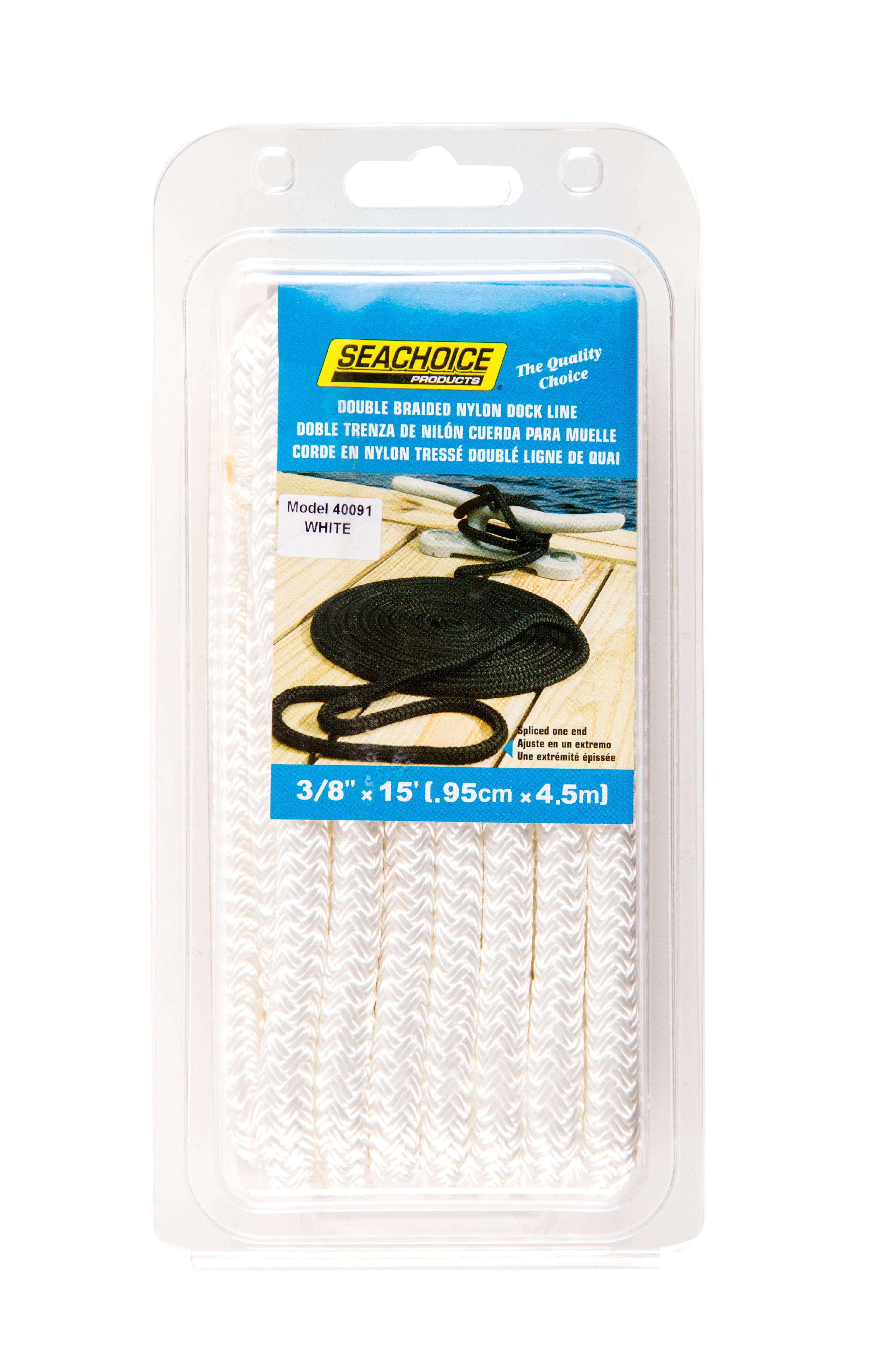 3/8 Inch x 15 Feet Double Braided Nylon Dock Lines for Boats with Loop HOLLOSPORT Boat Ropes for