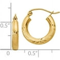 thumbnail image 6 of Primal Gold 10 Karat Yellow Gold Satin and Diamond-Cut 3mm Round Hoop Earrings, 6 of 6