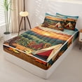 thumbnail image 2 of catabedysis Autumn Camping Zipper Full Size Comforter Sets with Fitted Sheet and 2 Pillowcases,Fall Tipi Print Zipper Bedding Set For Boys,Multicolor,Black Reversible,4 Pieces, 2 of 7