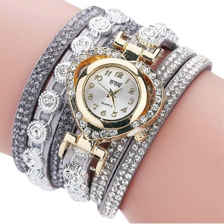 amousa Watch Women Vintage Rhinestone Crystal Bracelet Dial Analog Quartz Wrist Watch