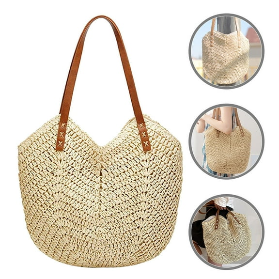Milisten 1Set Straw Tote Bag for Women with Woven Design for Outdoor Picnic
