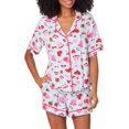 thumbnail image 1 of Pijama Yiulangde de seda con forma de corazón para mujer, satén, 2 piezas, rosa, 1 of 5