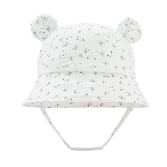 Qopobobo Toddler Sun Hat Girl Toddler Bucket Hat Kids Sun Hat UPF 50 Quick Dry Foldable Bucket Hat Lightweight Adjustable Fishing Safari Hat for Girls and Boys White,3-12 Months